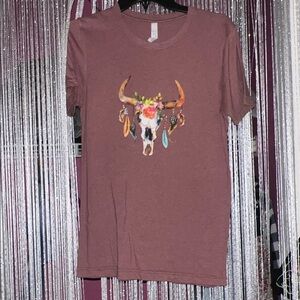 Bella Canvas Mauve Bull Skull Graphic Tee